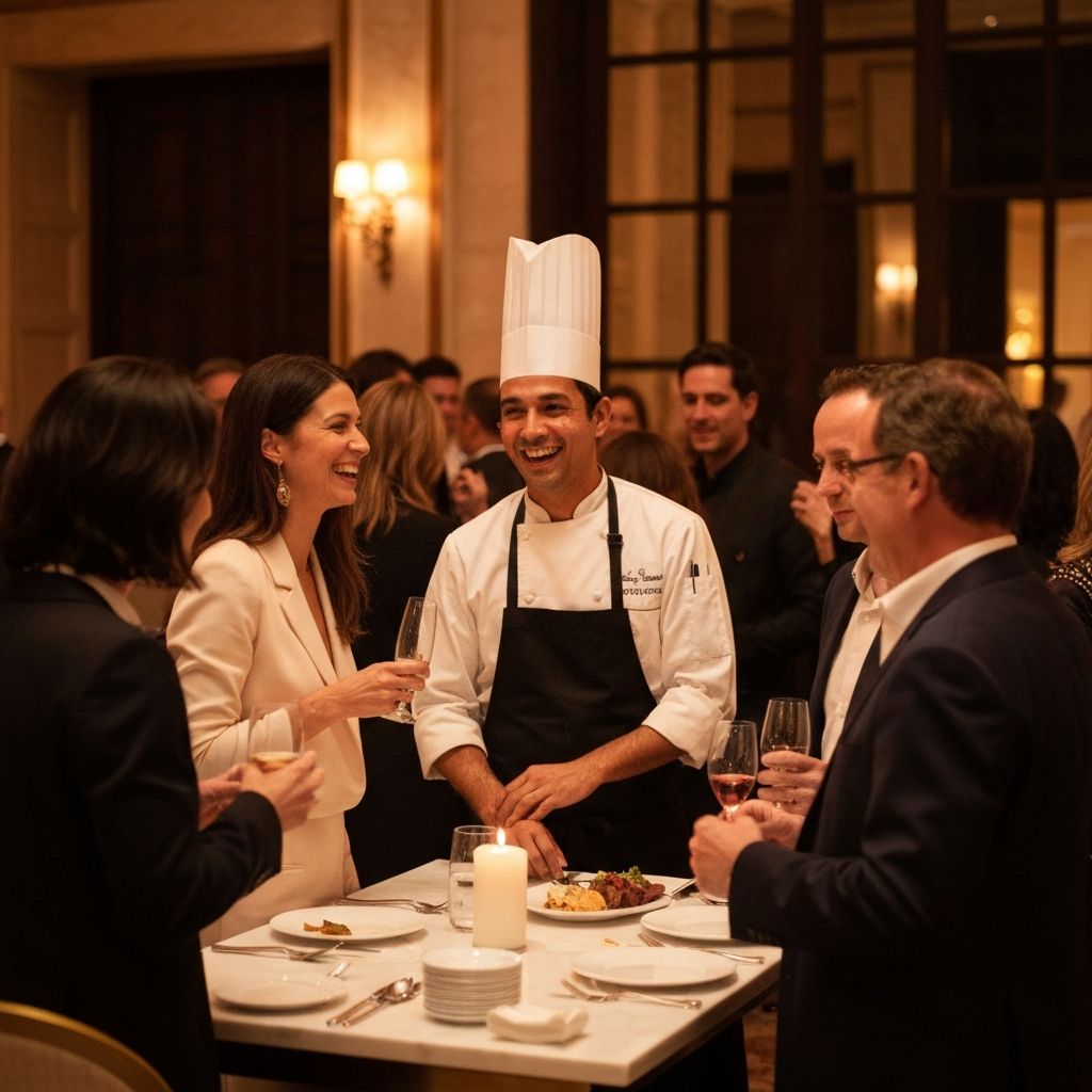 Yaniv at an event connecting with guests